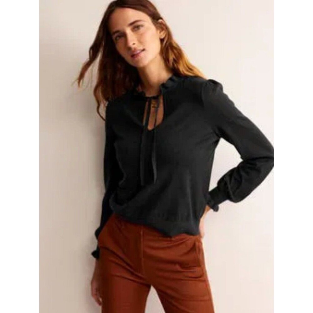 NWT Boden Ruffle Tie Neck Jumper / S